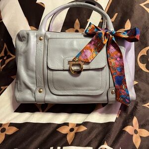 Paolo Masi EUC Gray /Silver Leather Satchel